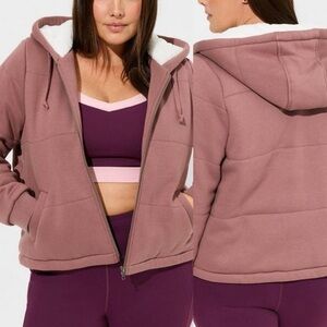 NWT Torrid fleece faux fur lined rose taupe bomber jacket size 1X